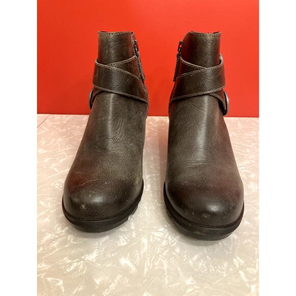 Sorel Gray Leather Zippered Wedge Boots, Women's Size 10/EUR 41 - Picture 2 of 6